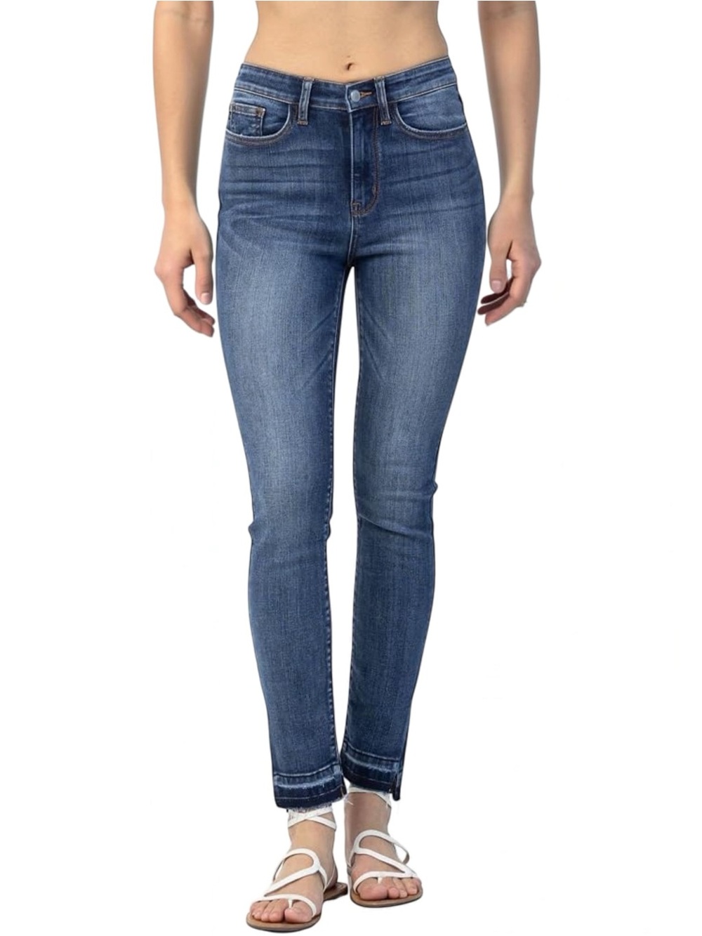 Judy Blue High Rise Skinny Fit Jeans w/ Side Split Raw Hem Size 13/31